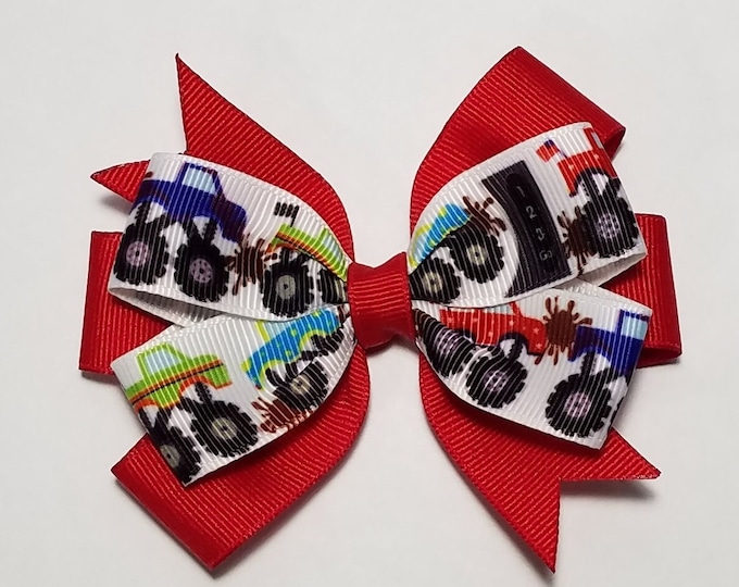 3.5" Monster Truck Hair Bow *You Choose Solid Bow Color*