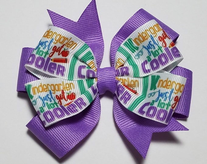 3.5" Kindergarten Hair Bow *You Choose Solid Bow Color*