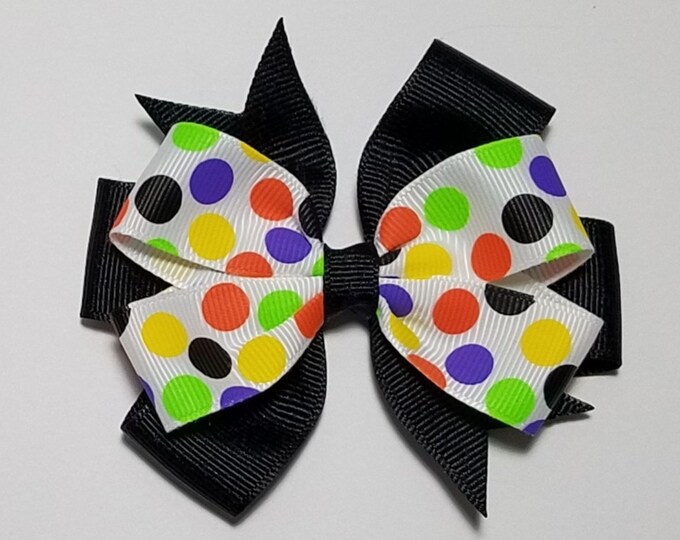 3.5" Halloween Polka Dot *You Choose Solid Bow Color*