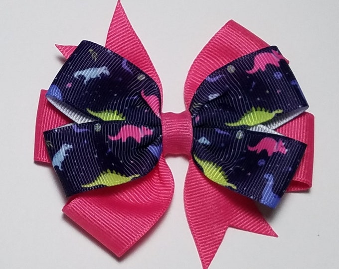 3.5" Dinosaur Hair Bow *You Choose Solid Bow Color*