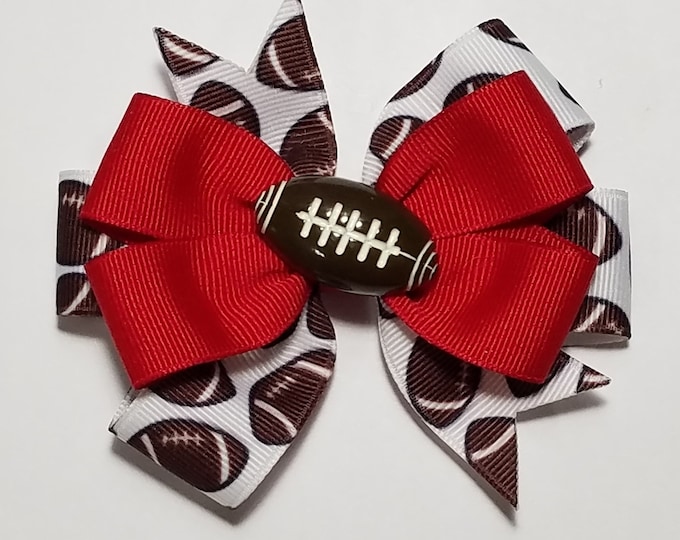 3.5" Football Hair Bow *You Choose Solid Bow Color*