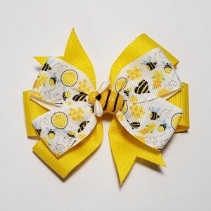 3.5&quot; Bee Hair Bow *You Choose Solid Bow Color*