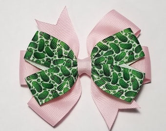 3.5" Pickle Hair Bow *You Choose Solid Bow Color*