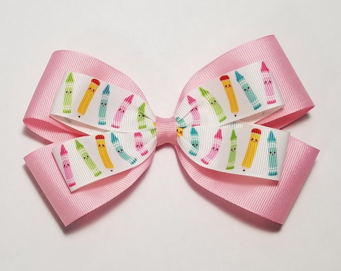 5" Crayon Hair Bow *You Choose Solid Bow Color*