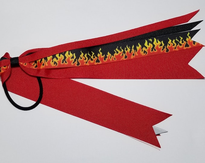 Fire Flames Ponytail Streamer *You Choose Solid Color- Glitter Color & Length*