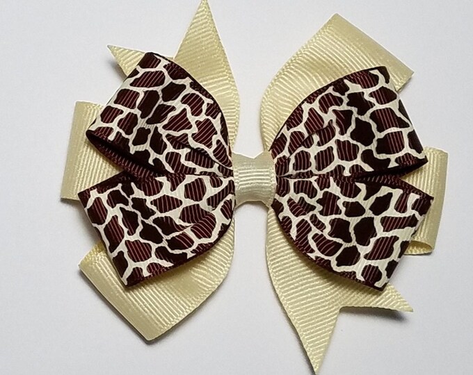 3.5" Giraffe Hair Bow *You Choose Solid Bow Color*