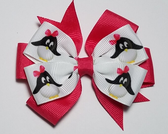 3.5" Penguin Hair Bow *You Choose Solid Bow Color*