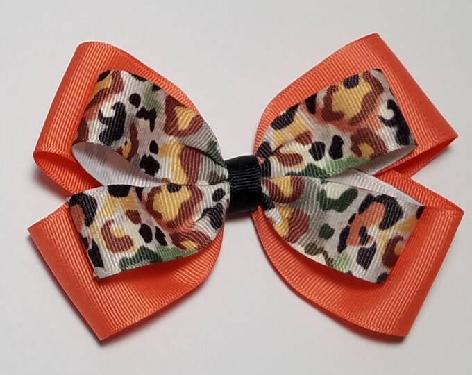 5" Leopard Hair Bow *You Choose Solid Bow Color*