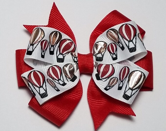 3.5" Hot Air Balloon Hair Bow *You Choose Solid Bow Color*
