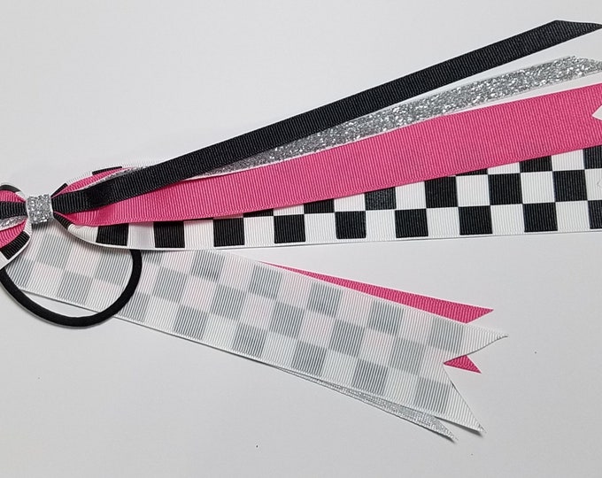 Checkered Flag Racing Ponytail Streamer *You Choose Color*