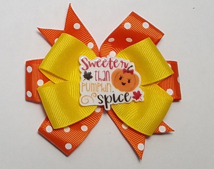 3.5" Pumpkin Spice Hair Bow *You Choose Solid Bow Color*