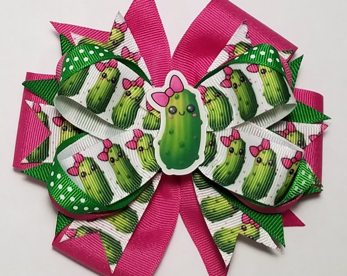 5" Pickle OTT Hair Bow *You Choose Solid Ribbon Color*