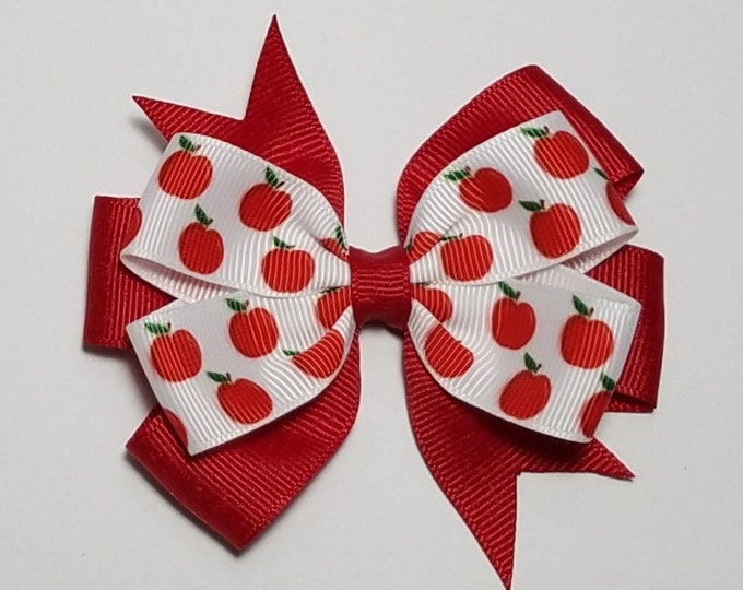 3.5" Apple Hair Bow *You Choose Solid Bow Color*