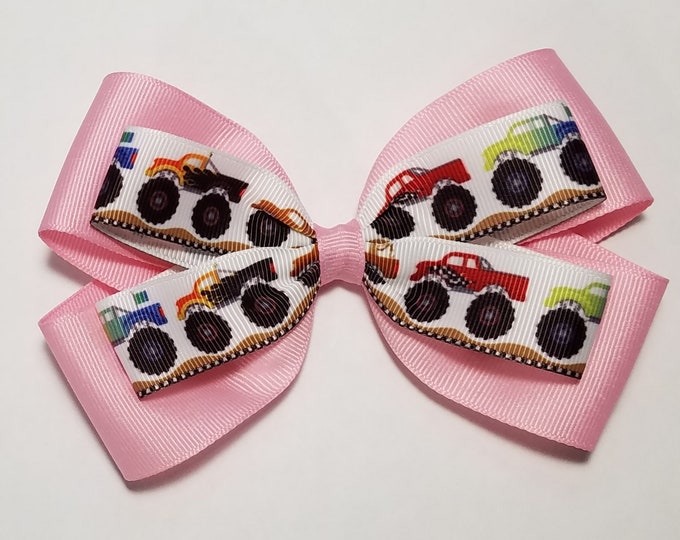 5" Monster Truck Hair Bow *You Choose Solid Bow Color*