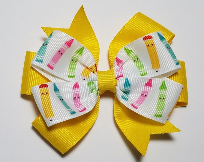 3.5" Crayon Hair Bow *You Choose Solid Bow Color*