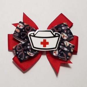 3.5&quot; Nurse Hair Bow *You Choose Solid Bow Color*