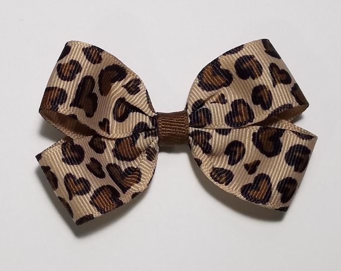3" Leopard Hearts Hair Bow