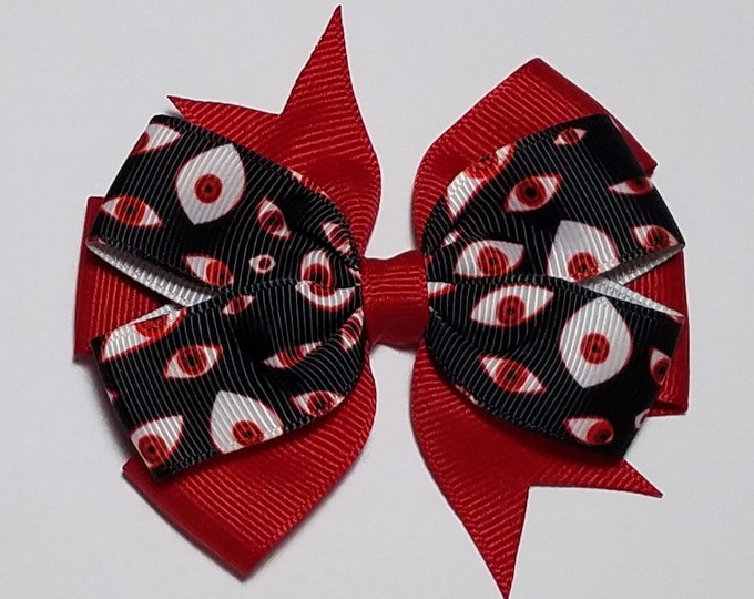 3.5" Eyeball Hair Bow *You Choose Solid Bow Color*