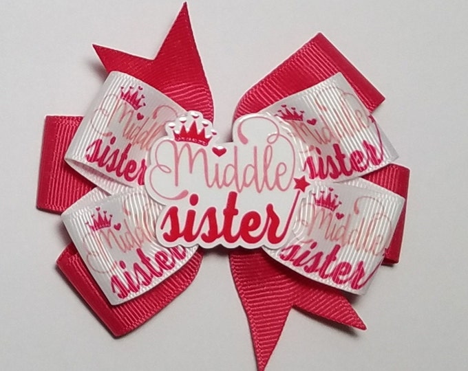 3.5" Middle Sister Hair Bow *You Choose Solid Bow Color*