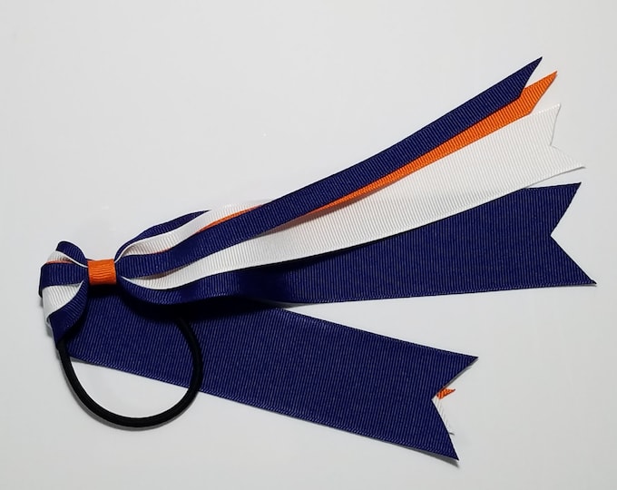 School Colors/ Sport Teams Colors Ponytail Streamer *You Choose Solid Ribbon Colors- Glitter Color and Length*