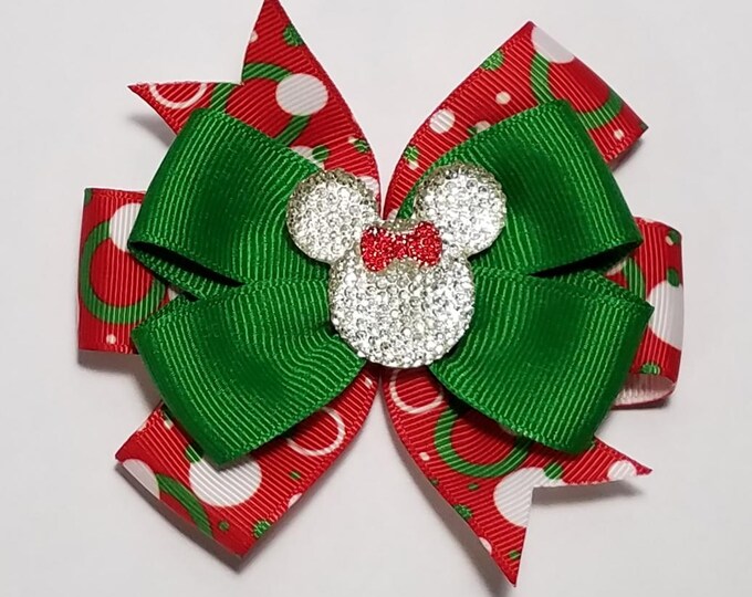 3.5" Christmas Hair Bow *You Choose Solid Bow Color*