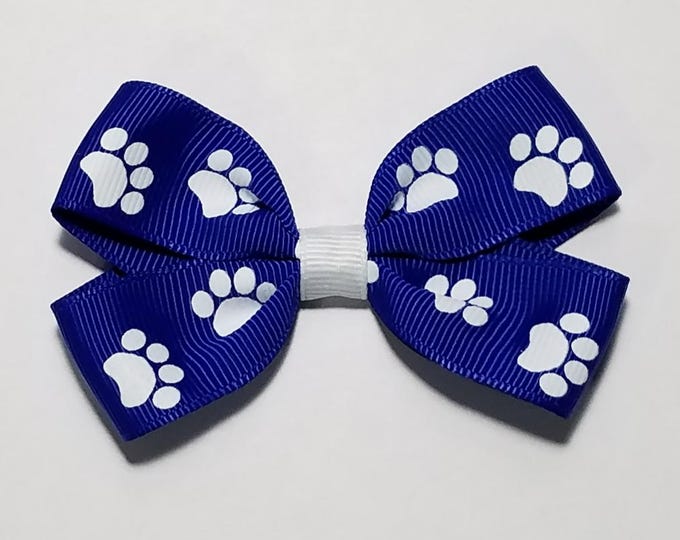 3" Royal Blue Paw Print Hair Bow