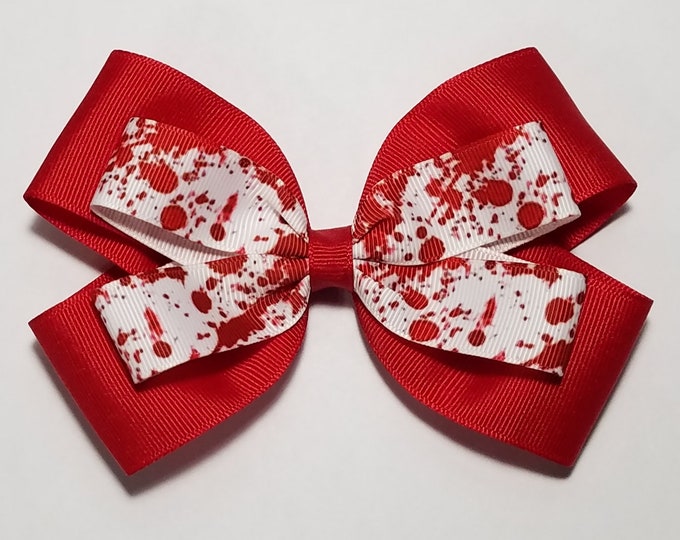 5" Blood Splatter Hair Bow *You Choose Solid Bow Color*