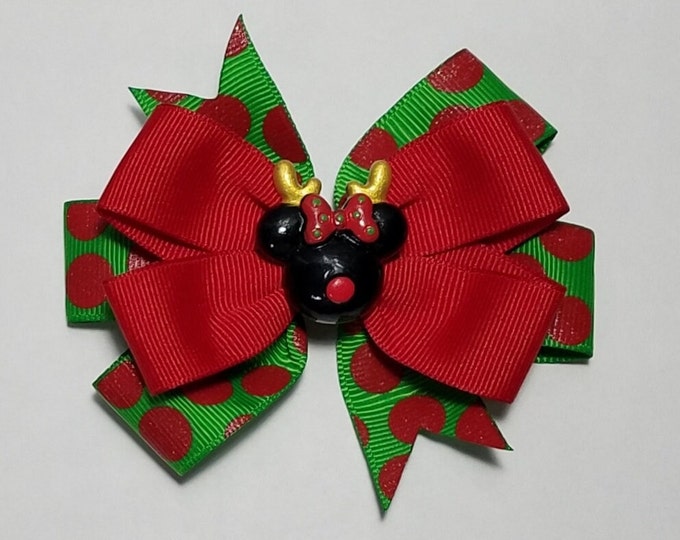 3.5" Reindeer Polka Dot Hair Bow