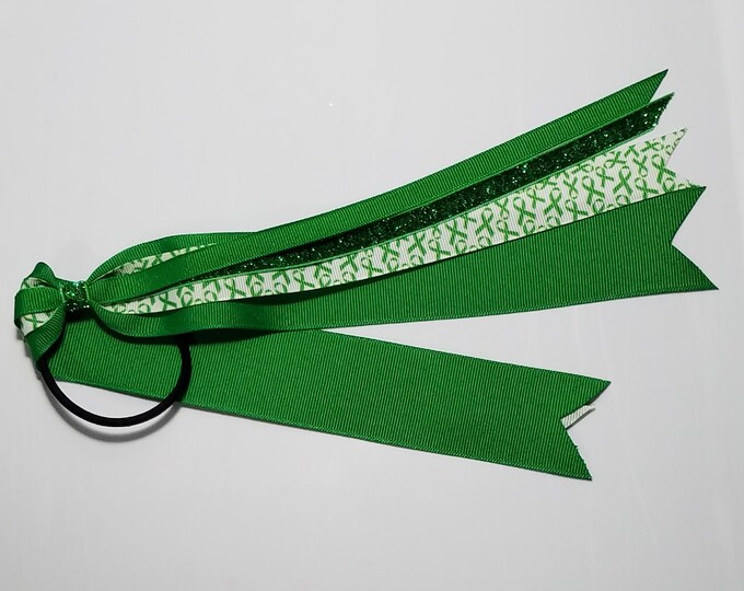 Green Awareness Ribbon Ponytail Streamer