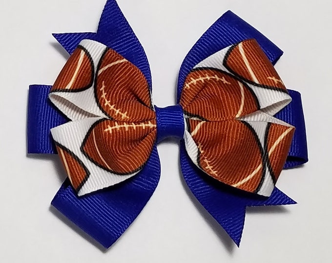 3.5" Football Hair Bow *You Choose Solid Bow Color*