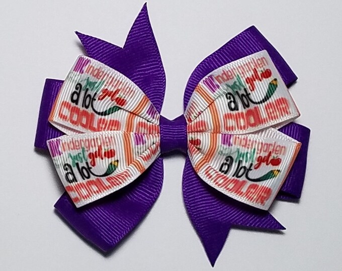 3.5" Kindergarten Hair Bow *You Choose Solid Bow Color*