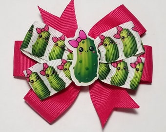 3.5&quot; Pickle Hair Bow *You Choose Solid Bow Color*