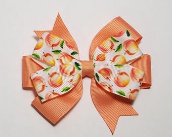 3.5" Peaches Hair Bow *You Choose Solid Bow Color*