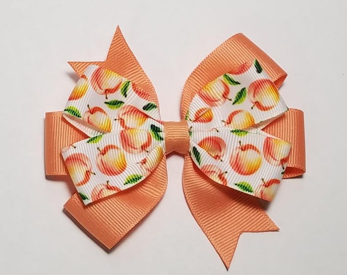 3.5" Peaches Hair Bow *You Choose Solid Bow Color*