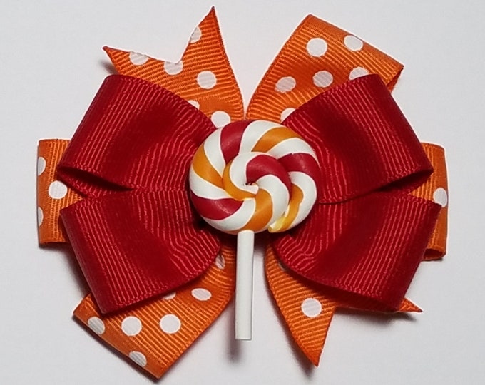 3.5" Lollipop Red Orange Hair Bow