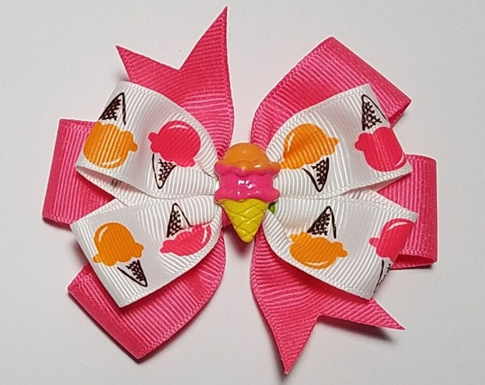 3.5" Ice Cream Hair Bow *You Choose Solid Bow Color*
