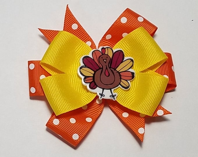 3.5" Turkey Hair Bow *You Choose Solid Bow Color*