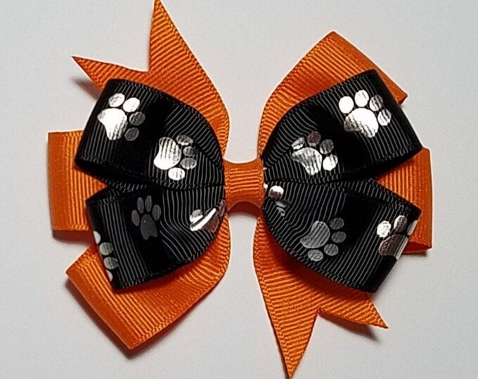 3.5" Paw Print Hair Bow *You Choose Solid Color*