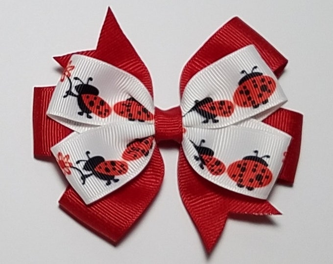 3.5" Ladybug Hair Bow *You Choose Solid Bow Color*