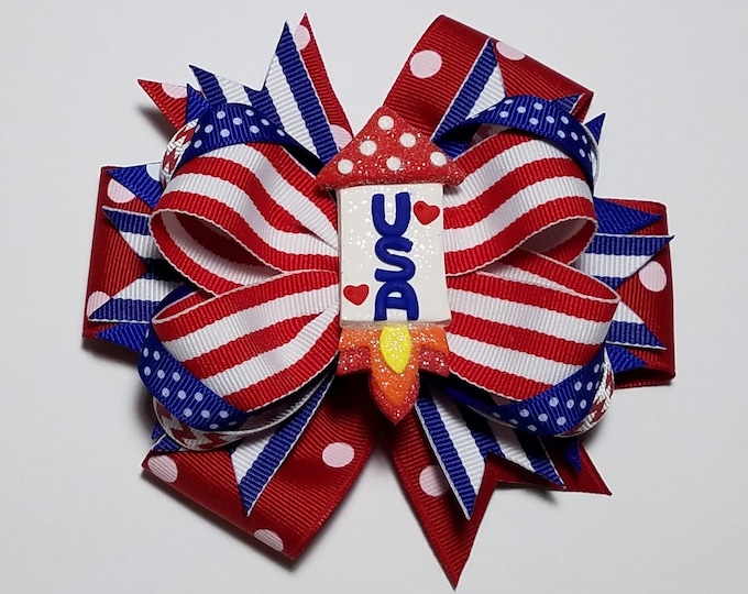 5" Firecracker USA Hair Bow (CLEARANCE)