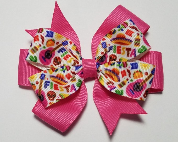 3.5" Fiesta Hair Bow *You Choose Solid Bow Color*
