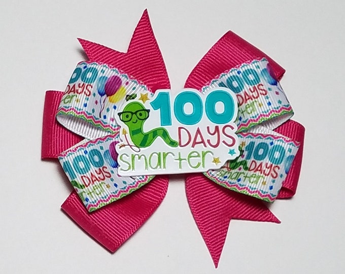 3.5" 100 Days Smarter Hair Bow *You Choose Solid Bow Color*
