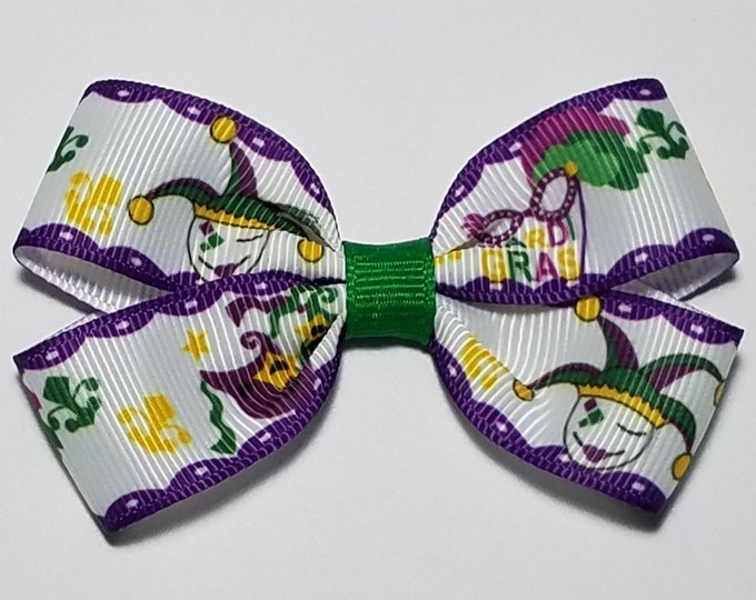 3" Mardi Gras Hair Bow