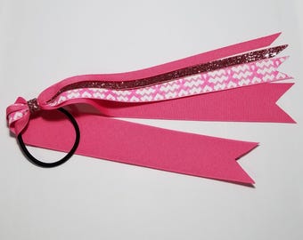 Breast Cancer Pink Awareness Glitter Ponytail Streamer
