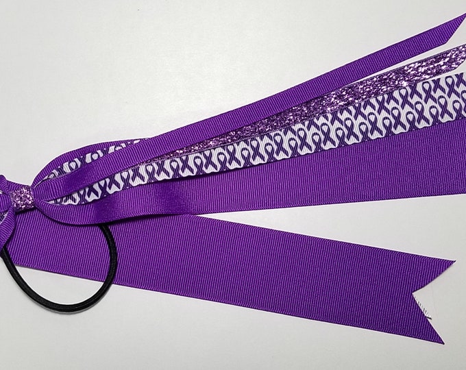 Purple Awareness Ribbon Ponytail Streamer *You Choose Length*