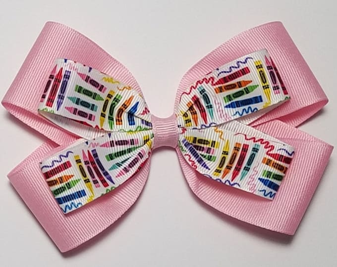 5" Crayon Hair Bow *You Choose Solid Bow Color*