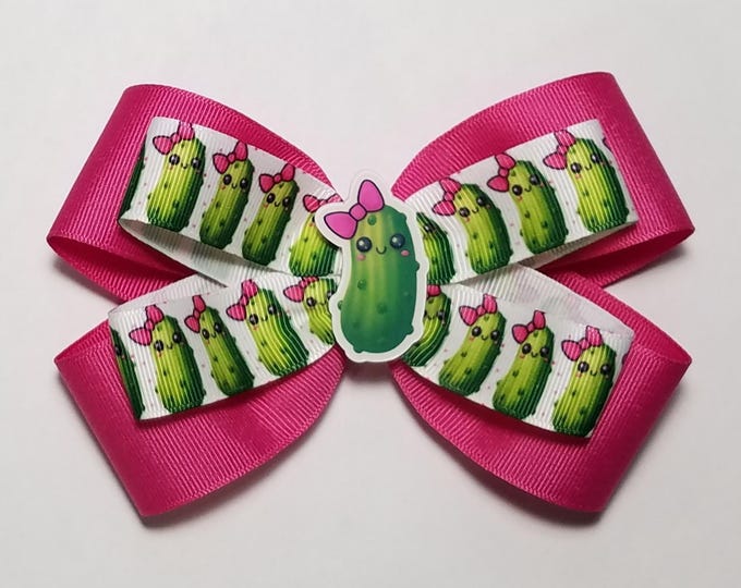 5" Pickle Hair Bow *You Choose Solid Bow Color*
