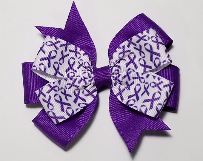 3.5" Purple Awareness Ribbon Hair Bow