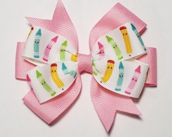 3.5" Crayon Hair Bow *You Choose Solid Bow Color*