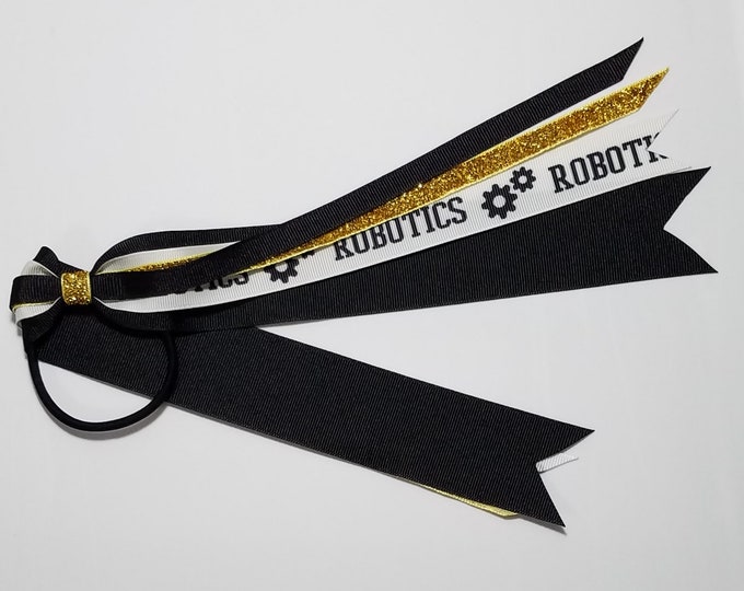 Robotics Ponytail Streamer *You Choose Solid Ribbon Color- Glitter Color & Length*